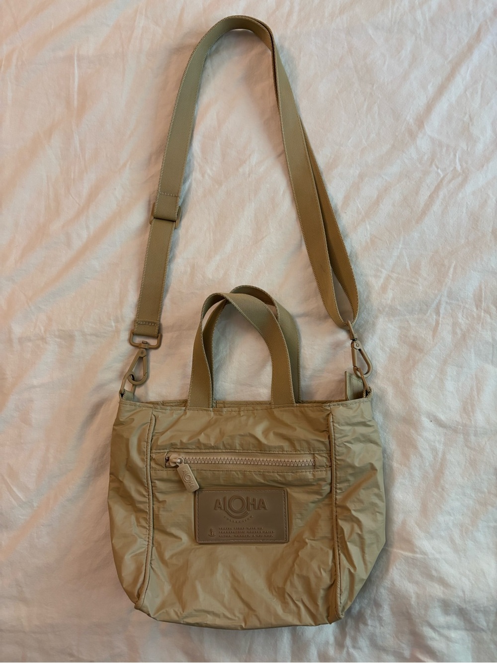 ALOHA Collection Beige Nylon Convertible Crossbody Bag
